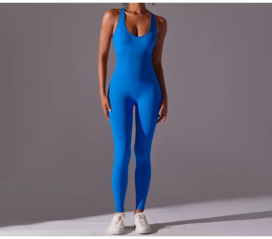 Seamless One-Piece Yoga Jumpsuit Women Fitness Sports Overalls Dance Workout Set Stretch Bodysuit Gym Clothes Push Up Sportswear