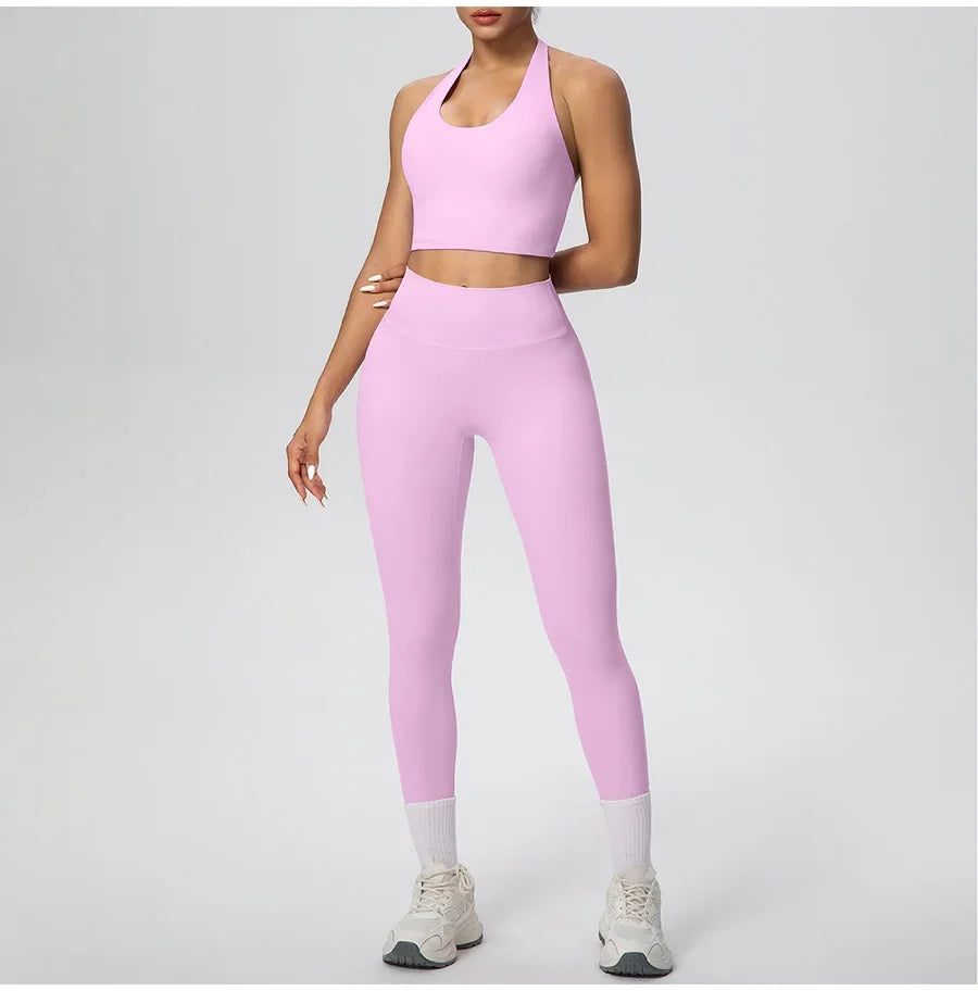 Yoga Clothing Set Women's High Waisted Leggings and Top 2 Piece Seamless Fitness Exercise Clothing Gym Sportswear Tracksuits