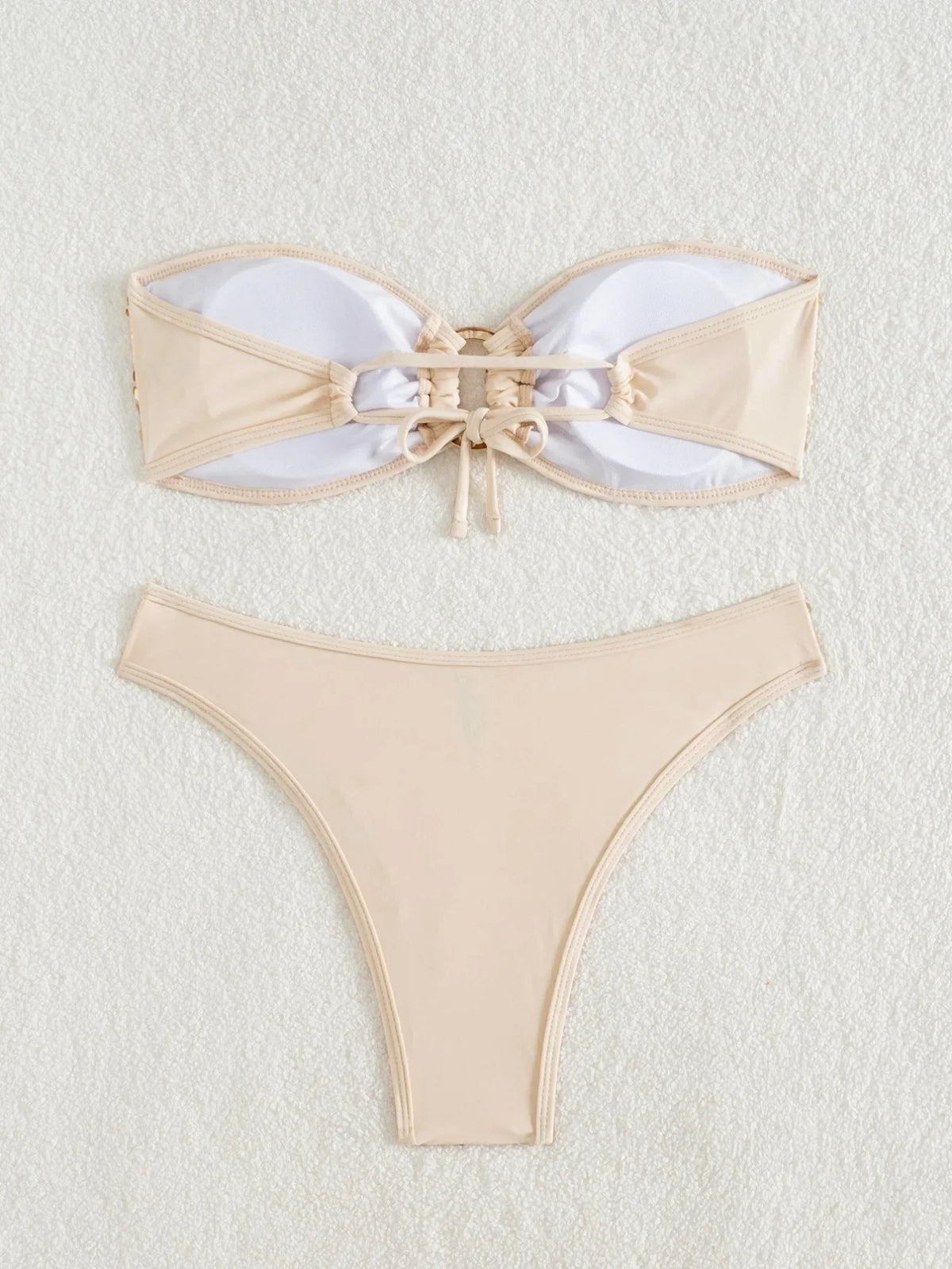 Sexy Bandeau Bikini 2026 Women Shiny Sequin Front Ring Push Up Micro Swimsuit Summer Pink Bathing Suit Thong Swimwear Biquini
