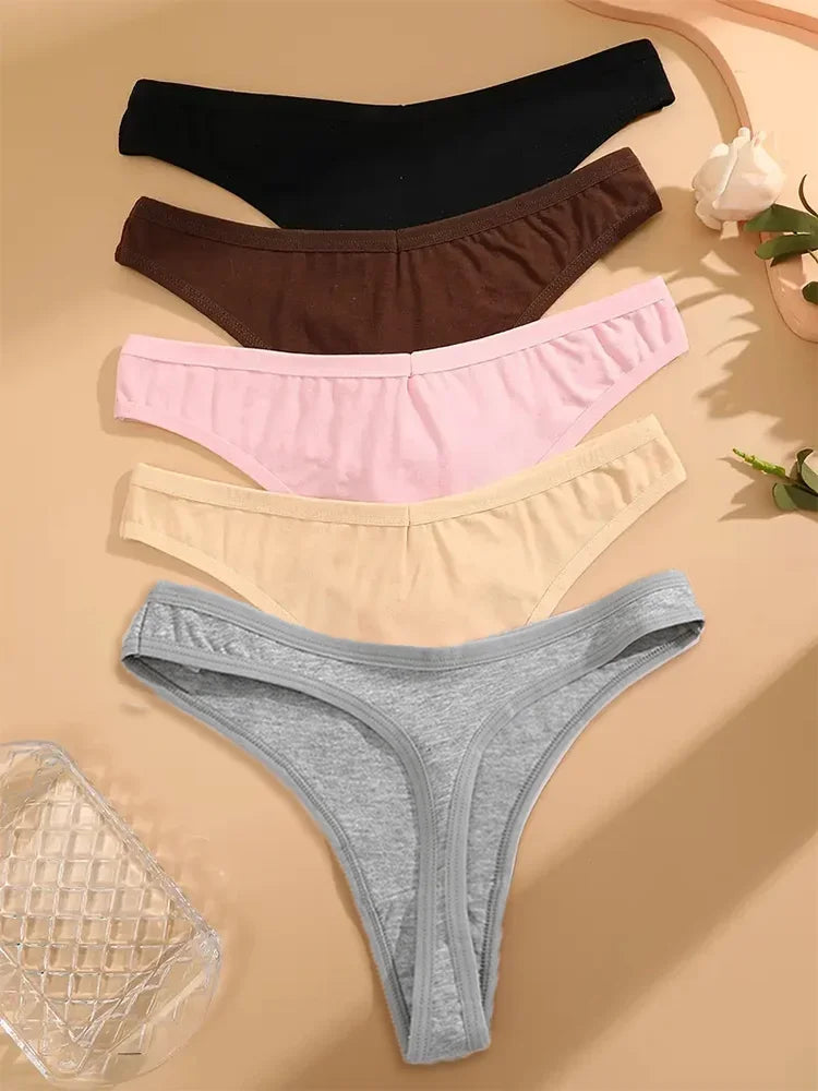 5Pcs Women Sexy Cotton Thongs Female Bikini Panties G-String Underwear Thongs Striped Panties Female Underwear T-Back Intimat