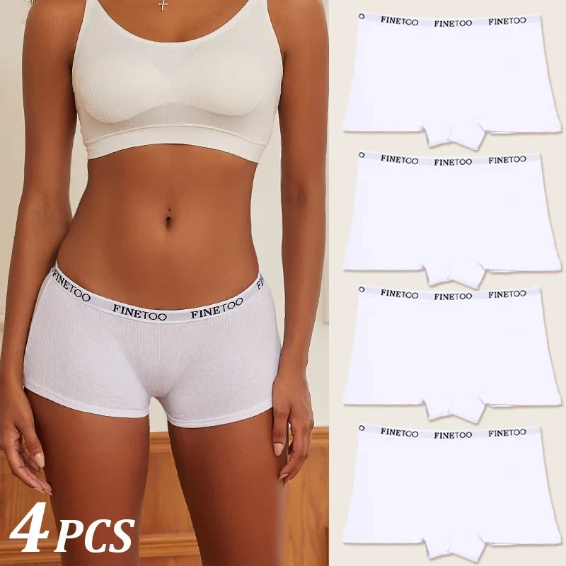 4Pcs Seamless Women Cotton Boxers Underwear Ice Silk Shorts Solid Color Ladies Soft Boyshorts Plus Size Cotton Boxers M/L/XL