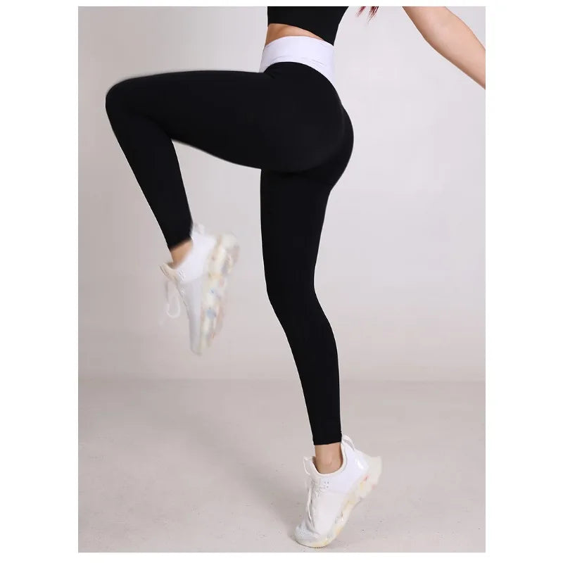 Spliced V-shaped Waist Sportwear Yoga Pants for Women 2025 Training Gym Clothes Wrap Tights Leggings Female Clothing