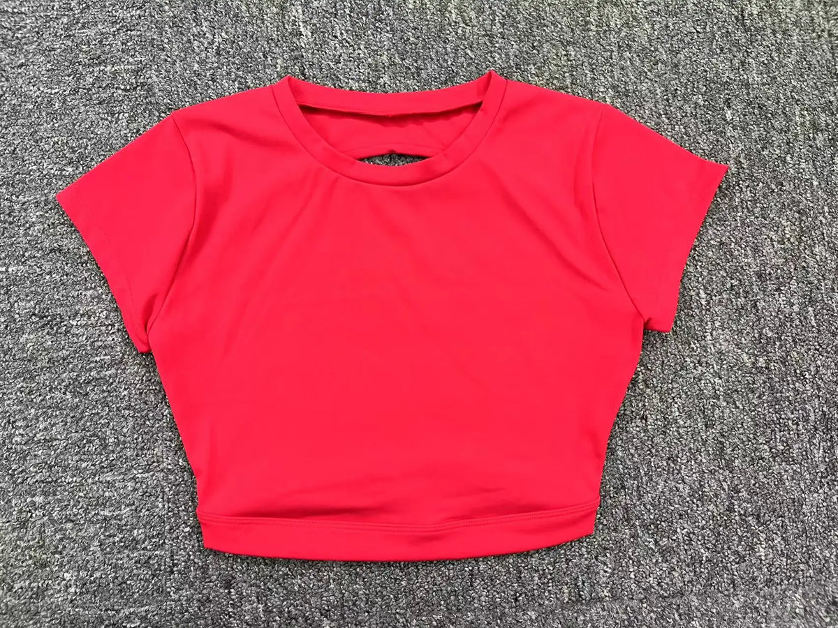 Hearuisavy Summer Sports Shirts Breathable Workout Tops Fitness Sportswear Backless Yoga Clothing Sport Crop Tops Women Gym Top
