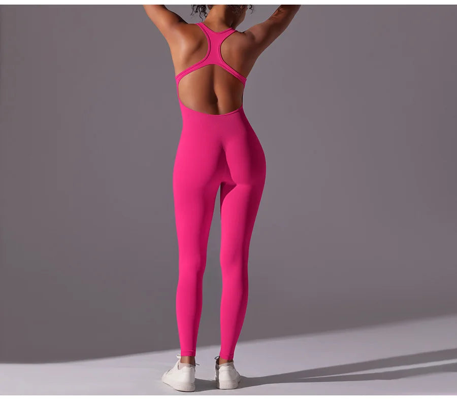 Seamless One-Piece Yoga Jumpsuit Women Fitness Sports Overalls Dance Workout Set Stretch Bodysuit Gym Clothes Push Up Sportswear