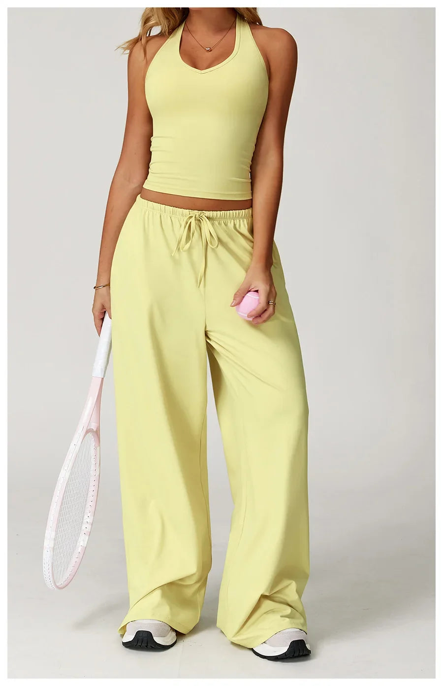 New Women Yoga Set 2/3 Pieces Long sleeves Workout Tracksuit Sportswear Gym Clothing Wide-leg sport pants Fitness Sports Suit