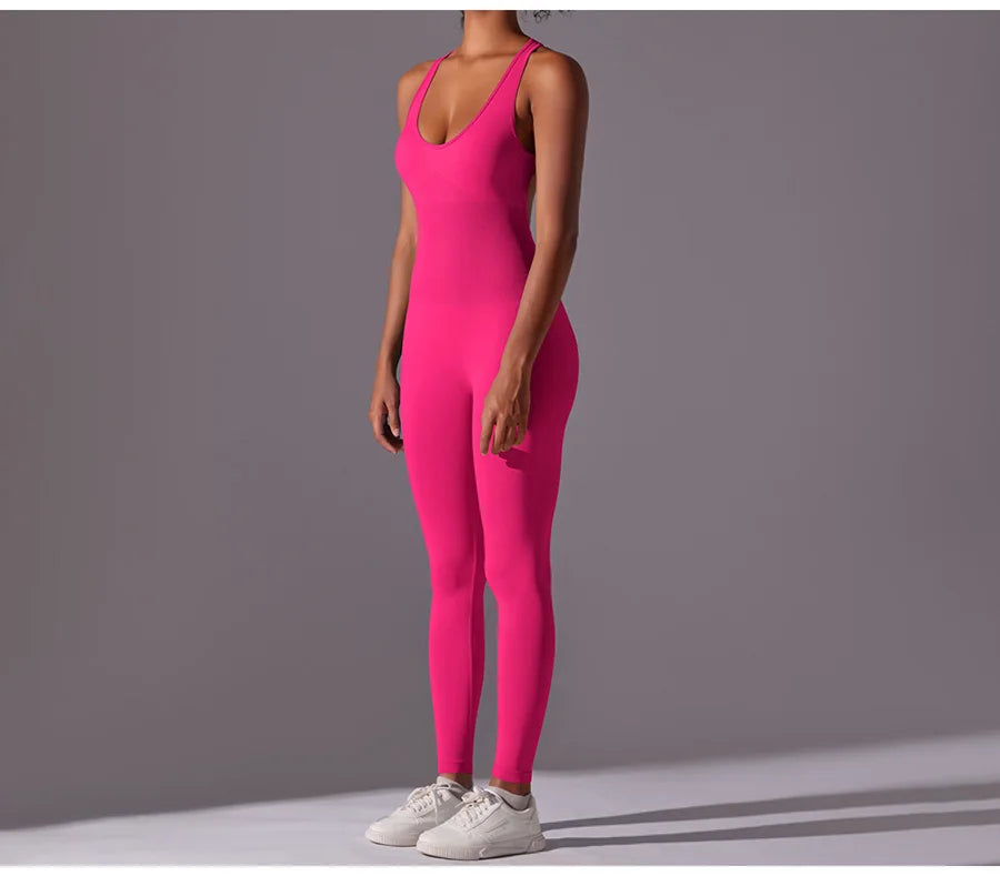Seamless One-Piece Yoga Jumpsuit Women Fitness Sports Overalls Dance Workout Set Stretch Bodysuit Gym Clothes Push Up Sportswear