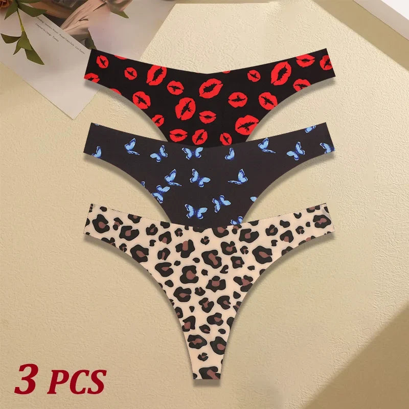 3Pcs Ultra-thin Seamless G-string Women Thongs Sexy Sweet Fruit Low-waist Panties Ladies Soft Cute Thongs Female S-XL T-Back