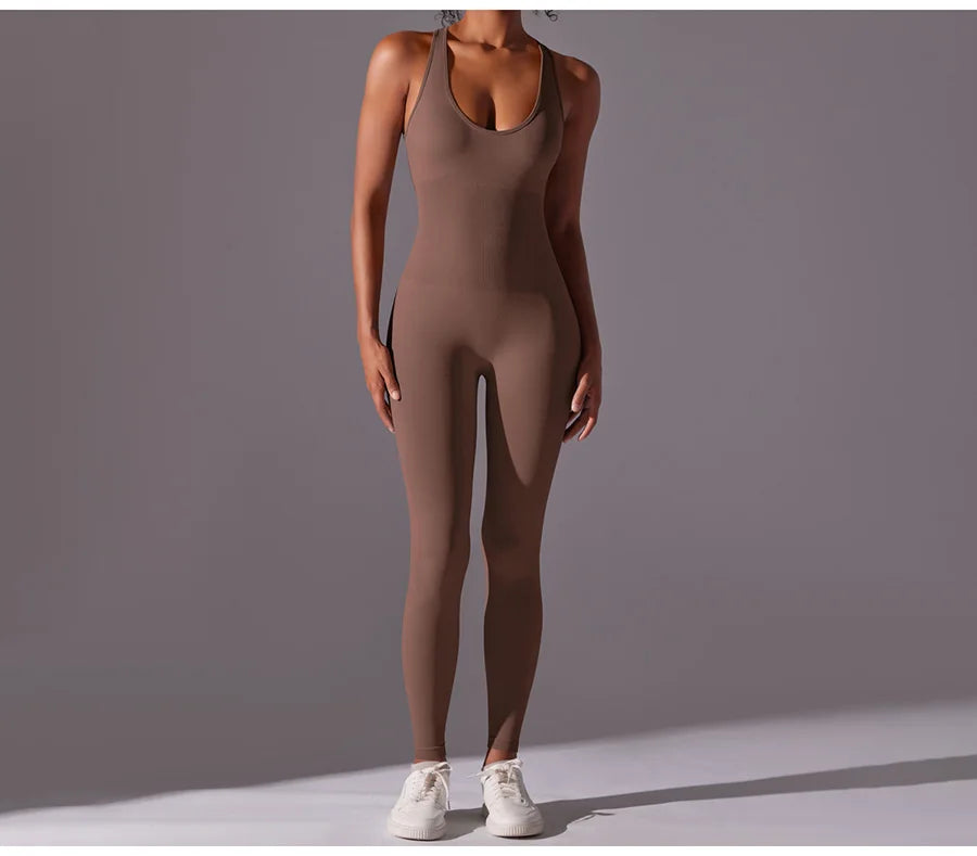 Seamless One-Piece Yoga Jumpsuit Women Fitness Sports Overalls Dance Workout Set Stretch Bodysuit Gym Clothes Push Up Sportswear