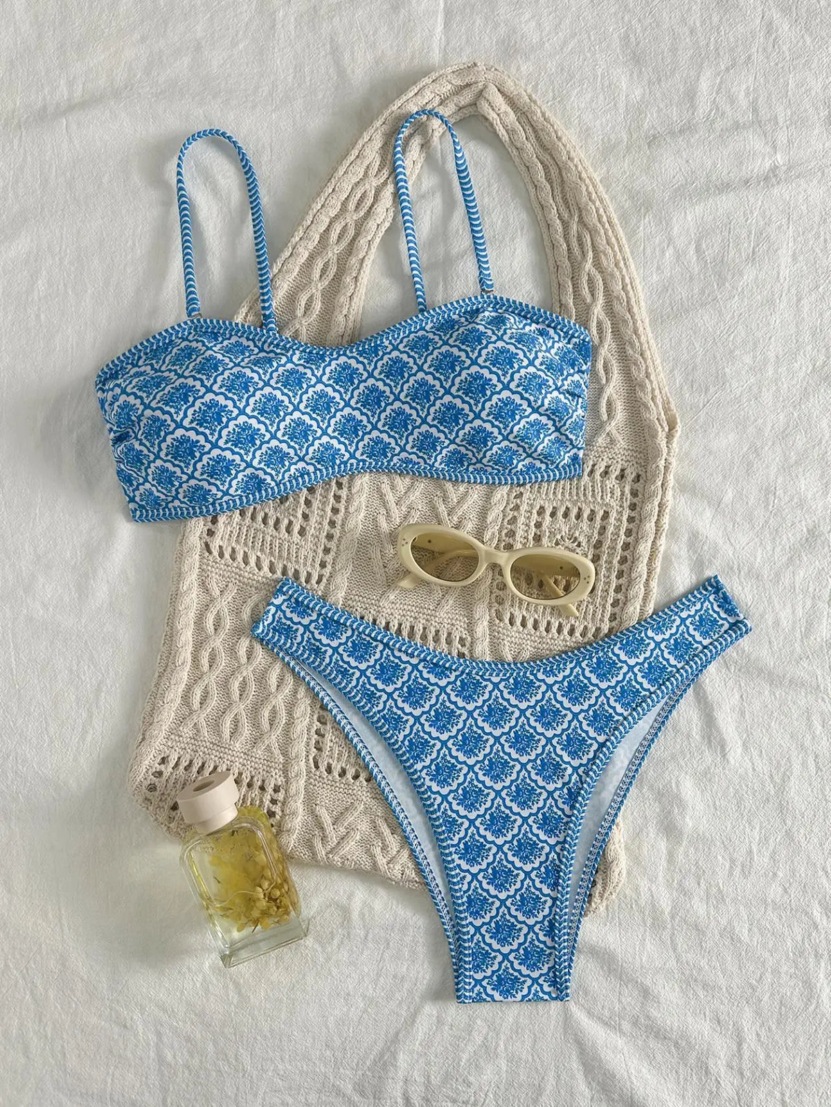 Sexy Bandeau Bikini 2026 Women Green Floral Pleate Push Up Padded Thong Swimsuit Summer Bathing Suit Two Piece Swimwear Biquini