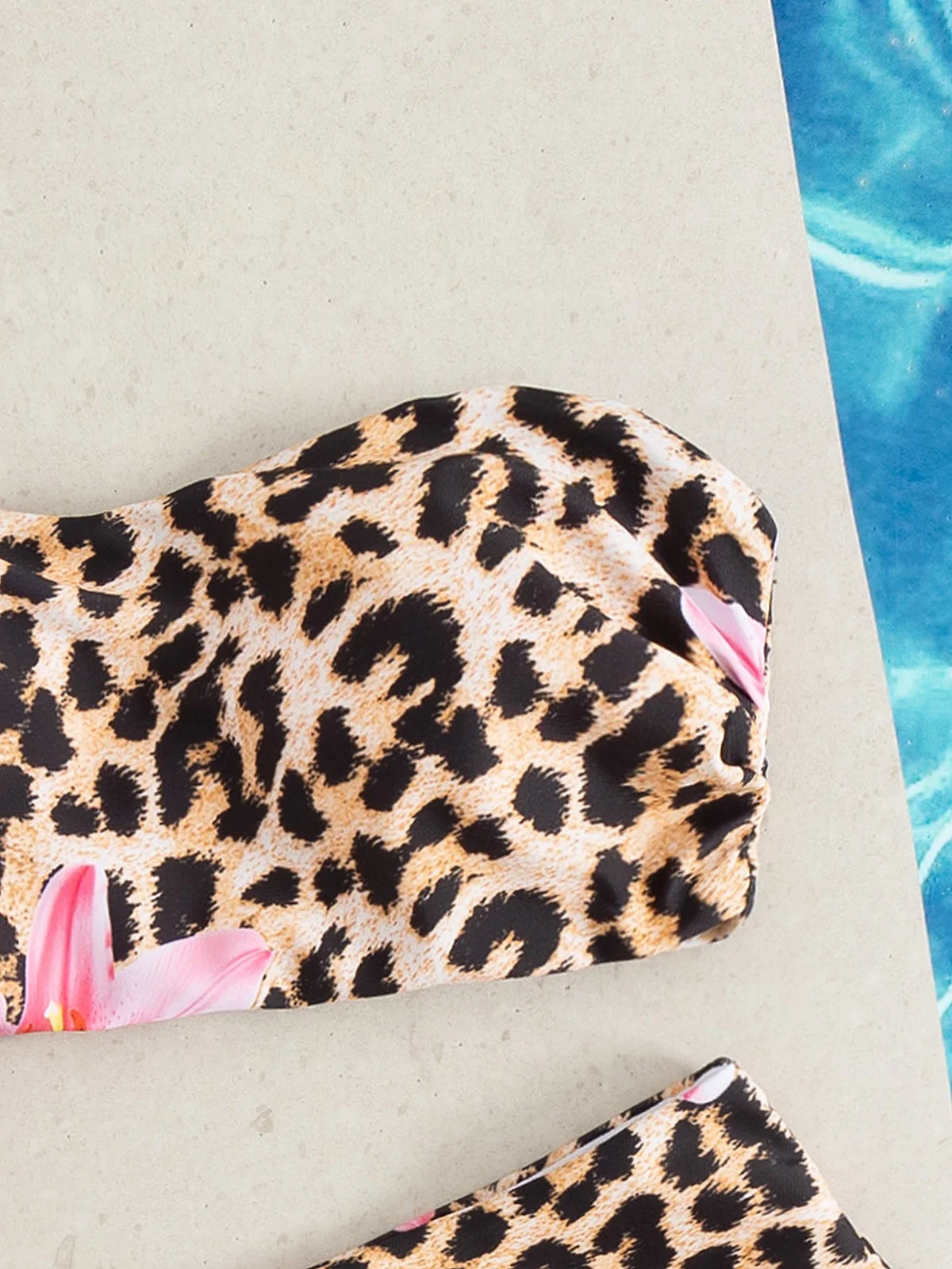 Sexy Bandeau Bikini 2025 Women Pink Floral Leopard Print Push Up 2 Piece Swimsuit Beach Bathing Suit High Waist Swimwear Biquini