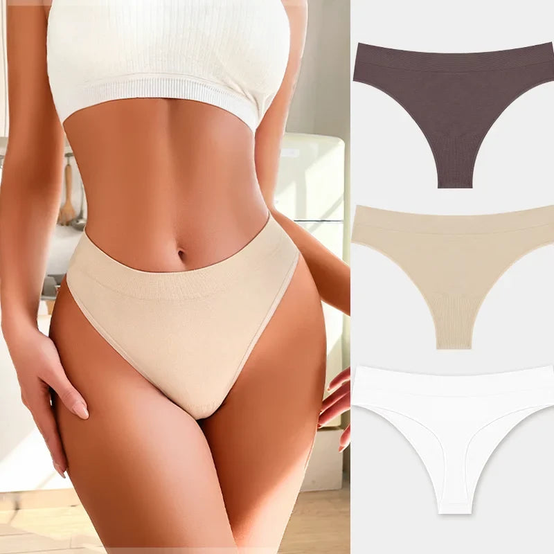 3PCS Seamless Women's Lingerie Female Thongs Sexy Underwear Low-Rise Underpant Women's Panties Intimates Bikini Briefs S-XL