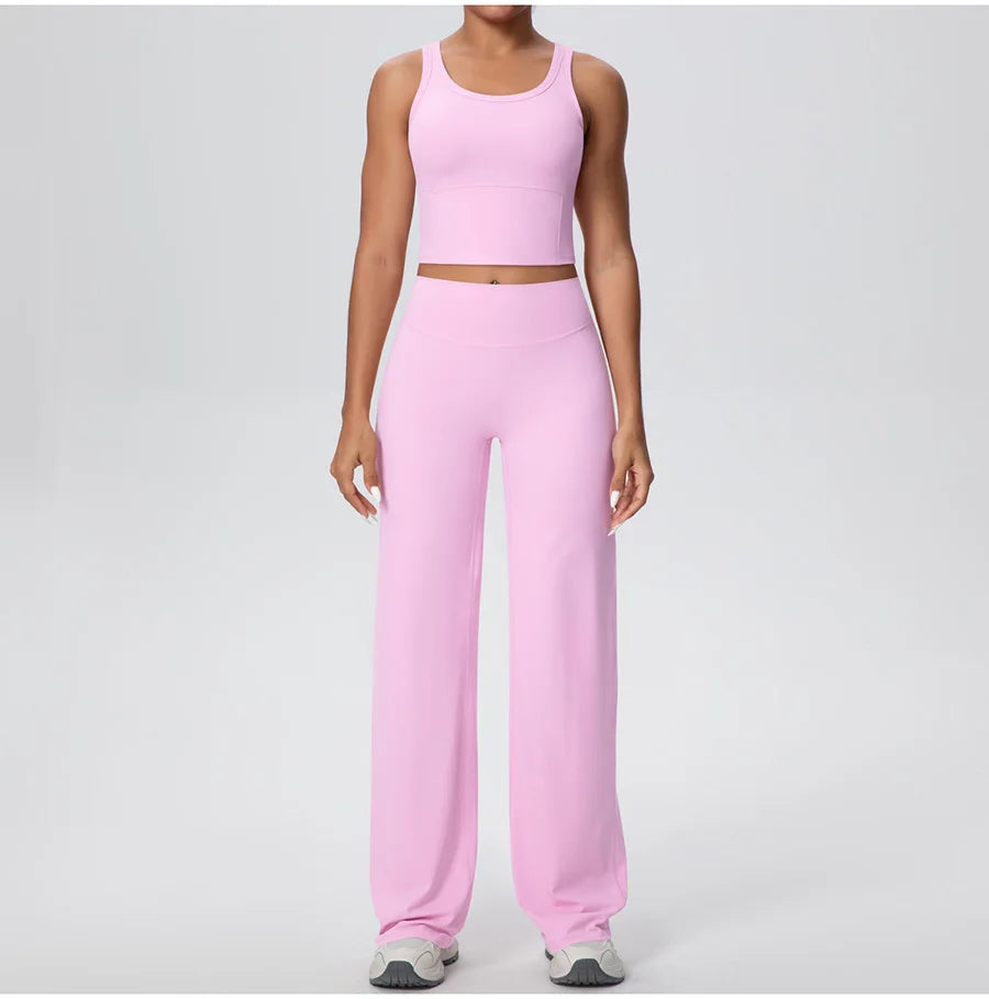 2PCS Yoga Set Women Tracksuit Nude Feeling Workout Sets Gym Clothes Push Up Fitness Running Sportswear Sport Straight tank suit