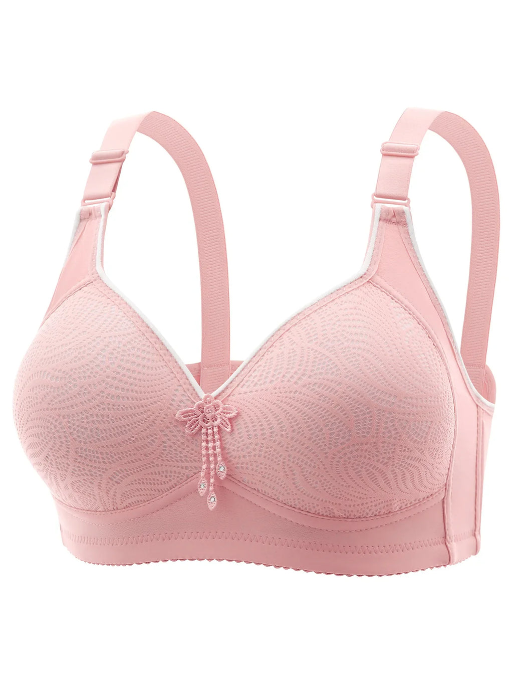 6 Pieces Color Women' Sexy Lace No Wire Bras Plus Size Adjustable Shoulders Strap T-Shirt Bra For Cup A B C D