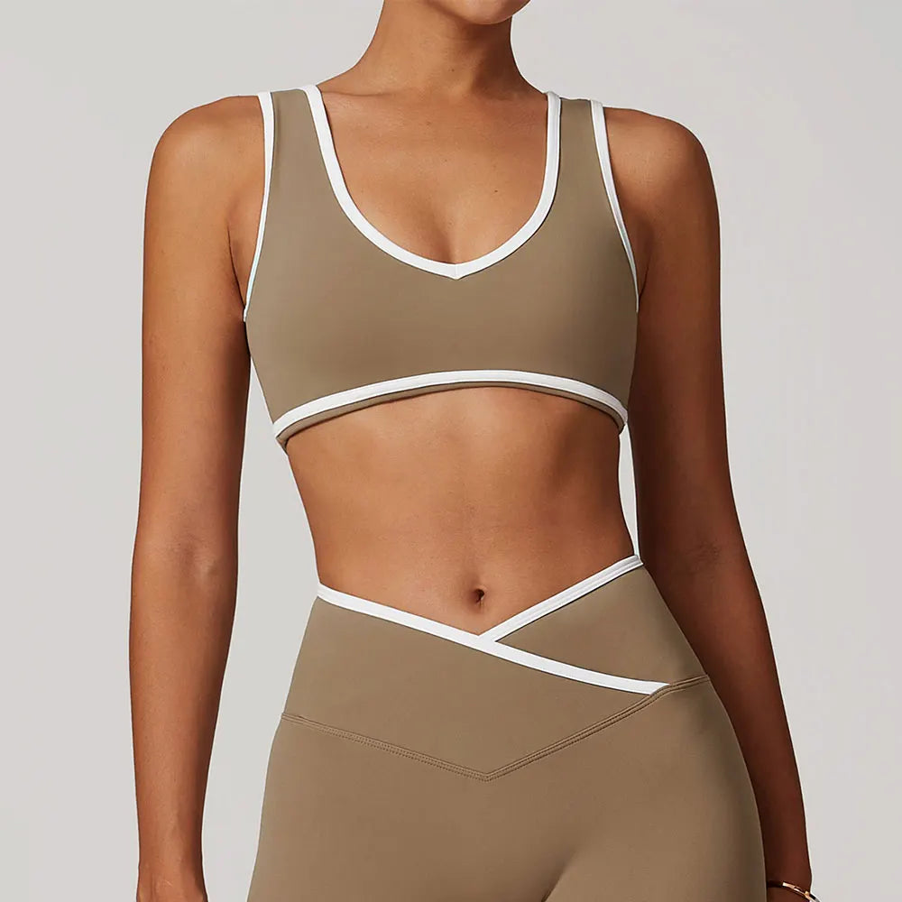 Sports Underwear Women Top Push Up Fitness Yoga Bra Color Blocking Workout Bra Gym Sport Tops For Women Breathable Running Vest
