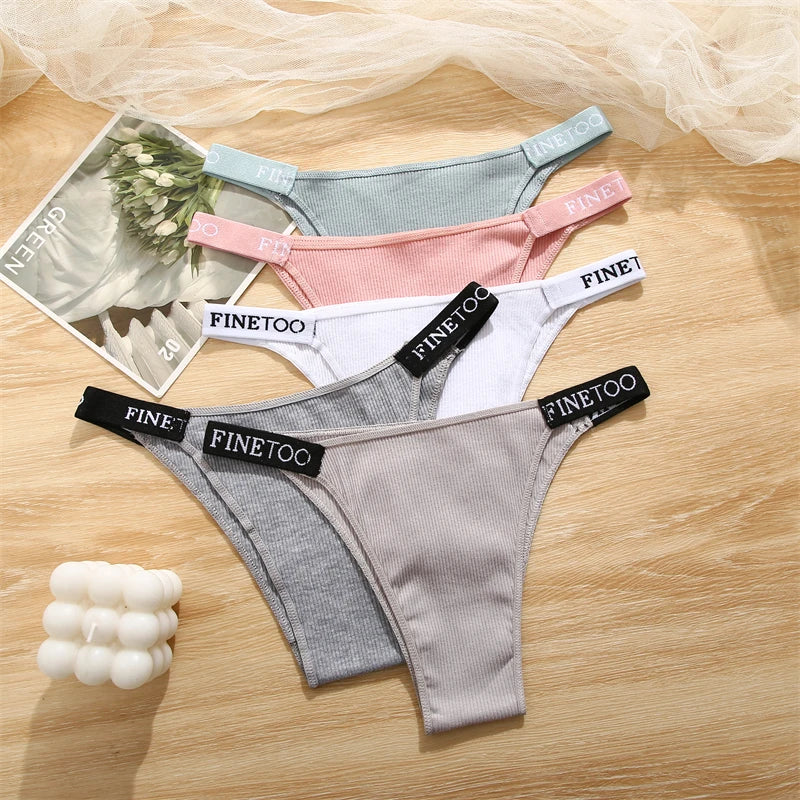 5PCS Women Cotton Maillard Brazilian Sexy Panties Breathable Low Waist Female Underwear Soft Solid Color Intimates High Elastic