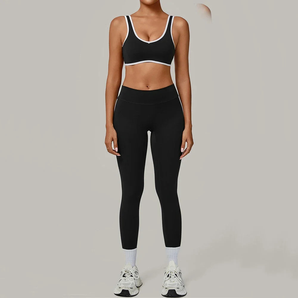 2PCS Women's Padding Sports Bra Pants Yoga Set High Waist Peach Hip Fitness Suit Running Workout Gym Leggings Yoga Set XP397
