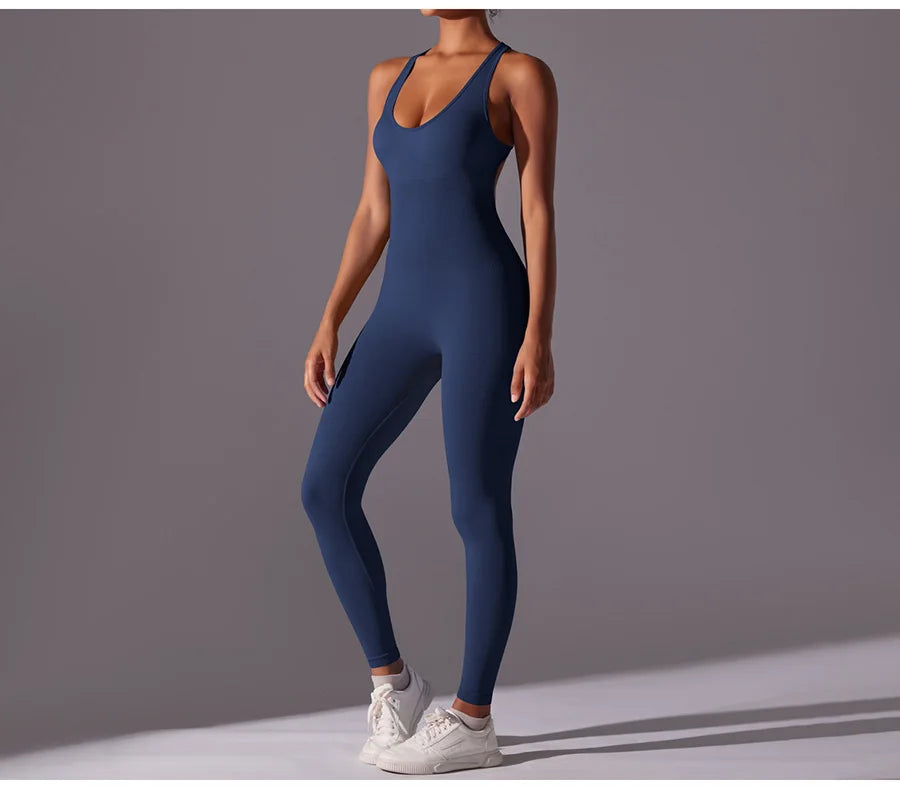 Seamless One-Piece Yoga Jumpsuit Women Fitness Sports Overalls Dance Workout Set Stretch Bodysuit Gym Clothes Push Up Sportswear