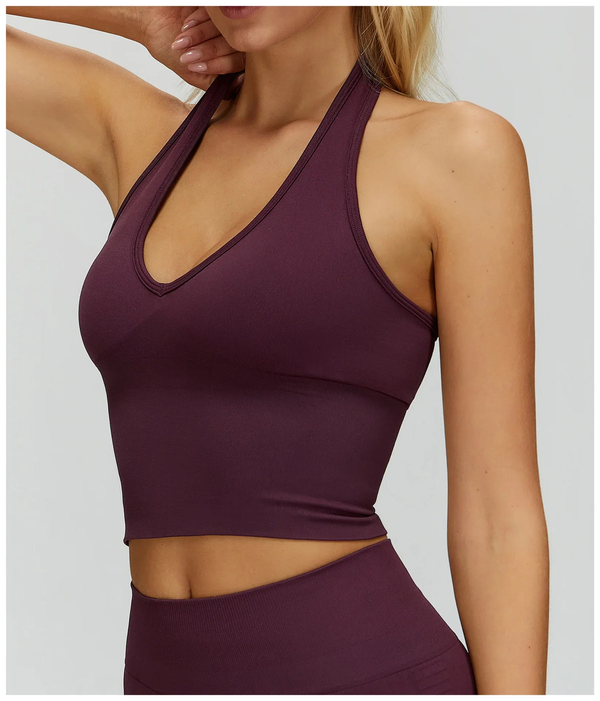 Women Summer Sports Bra Seamless Halter Top High Support Push-up Open Back Gym Bra High-intensity Fitness Yoga Workout Underwear