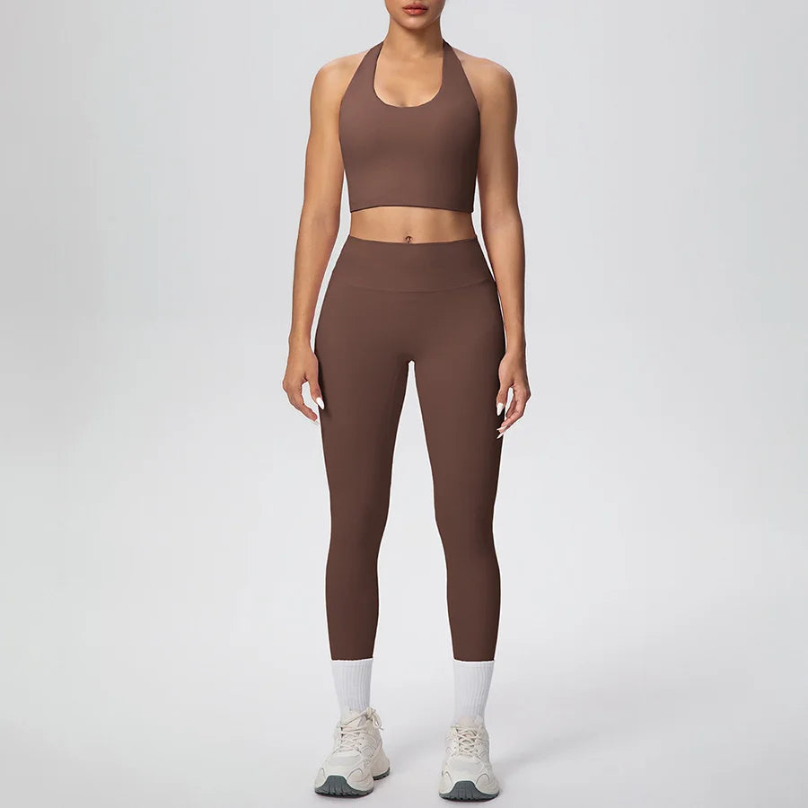 Yoga Clothing Set Women's High Waisted Leggings and Top 2 Piece Seamless Fitness Exercise Clothing Gym Sportswear Tracksuits