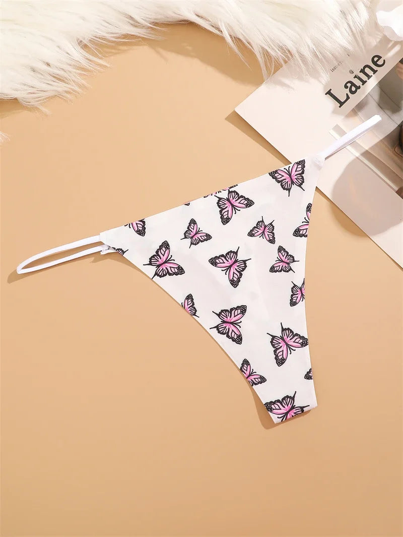 7PCS Women Seamless Leopard Butterfly Panties Sexy Ultra-thin Briefs Female Ice Silk No Trace Underwear Low Rise Soft Lingerie