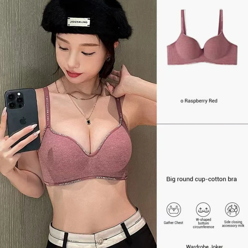 Deep V Knitting Bra Women's Underwear Small Chest Sexy Push Up Lingerie Seamless Bra for Women Bra Thick Bralette 32-38AB