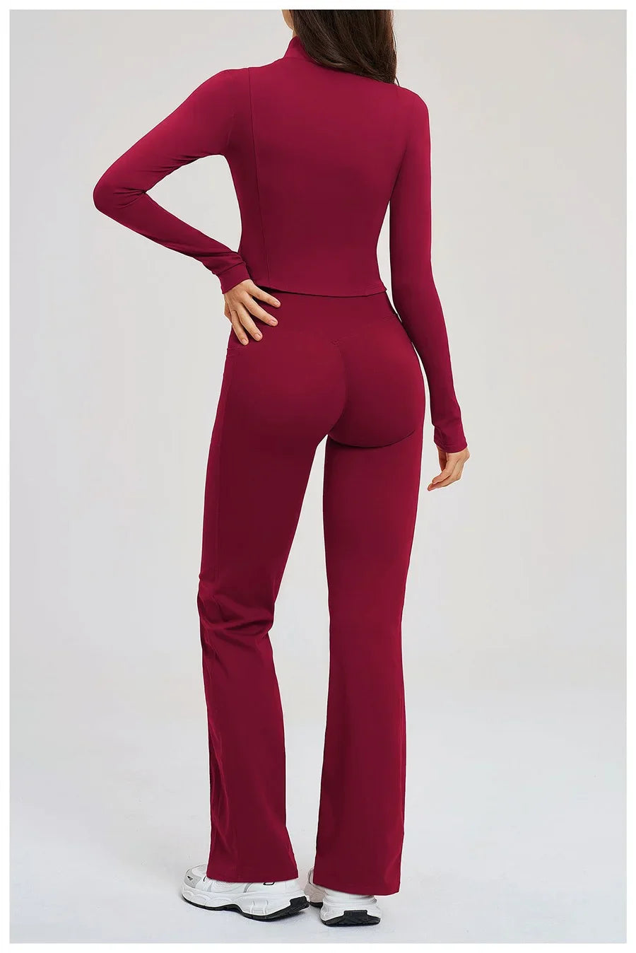 2PCS Yoga Set Gym Clothes Sportswear Seamless Women Fitness Long Sleeved Tracksuits Sports Workout Gym Flared Leggings Athletic