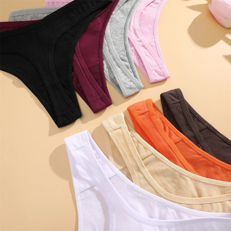 5Pcs Women Sexy Cotton Thongs Female Bikini Panties G-String Underwear Thongs Striped Panties Female Underwear T-Back Intimat