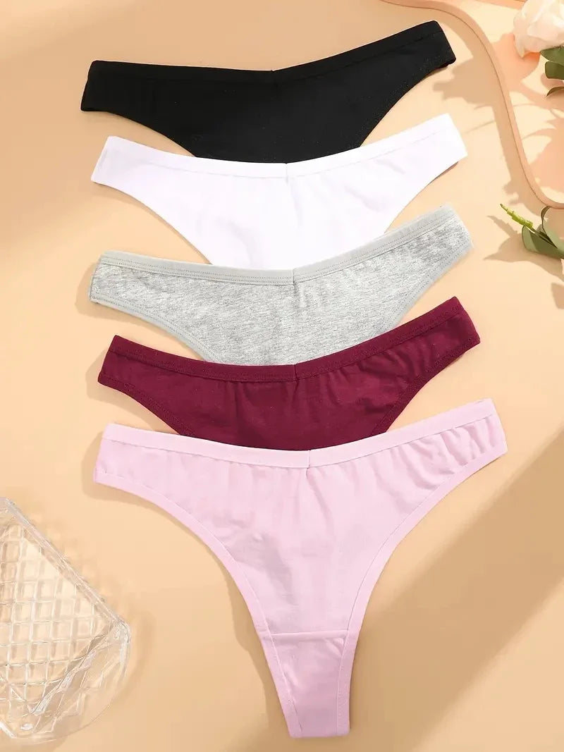 5Pcs Women Sexy Cotton Thongs Female Bikini Panties G-String Underwear Thongs Striped Panties Female Underwear T-Back Intimat