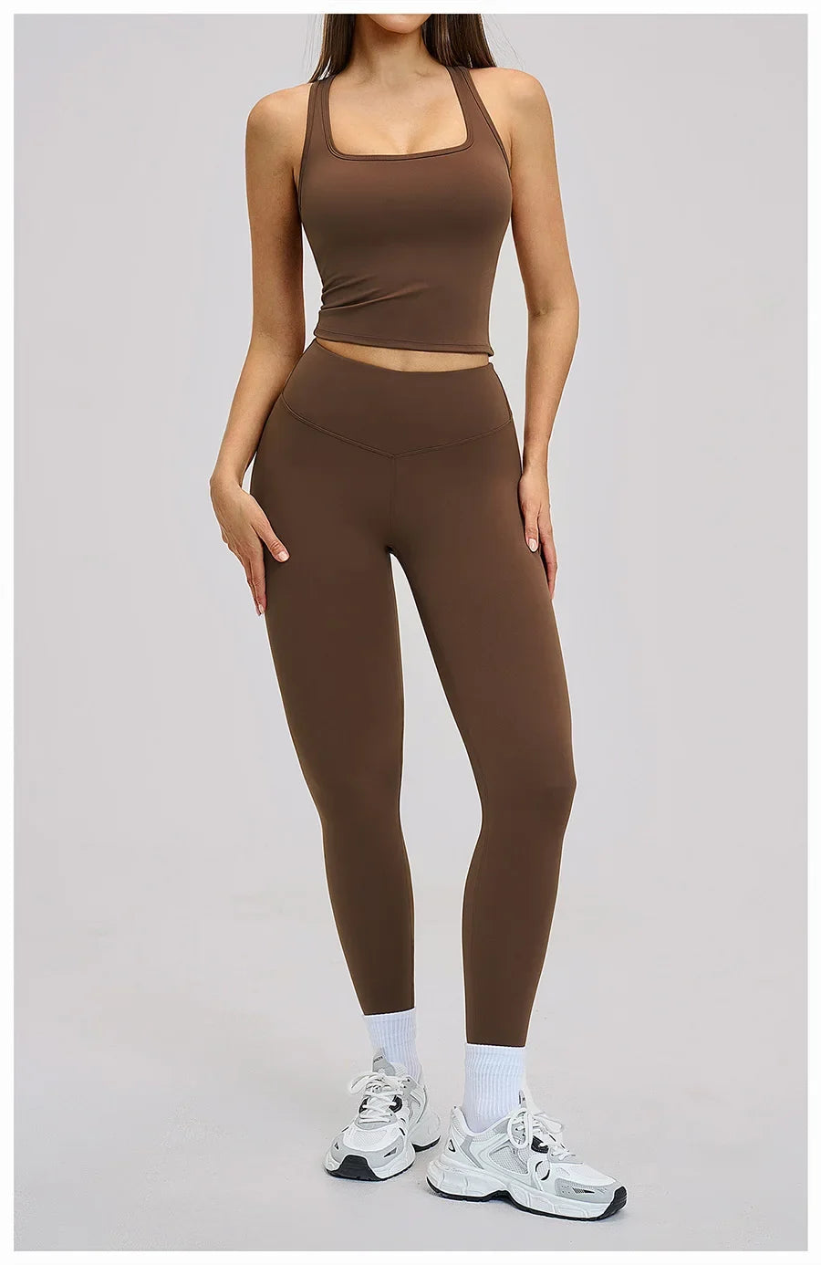 New Yoga Set 2PCS Gym Clothes Workout Outfits Women Long-sleeved T-shirt Sportswear Tracksuits Fitness Sports Vest Gym Leggings