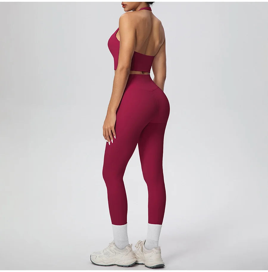 Yoga Clothing Set Women's High Waisted Leggings and Top 2 Piece Seamless Fitness Exercise Clothing Gym Sportswear Tracksuits