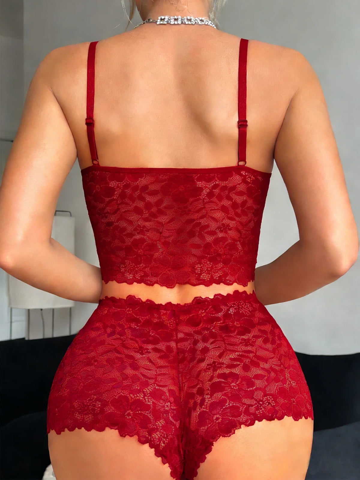 Floral Lace Women's Underwear Set Hollow-Out Wireless Sexy Bras Unlined Bra Breathable Hot Lingerie Sheer Women's Panties