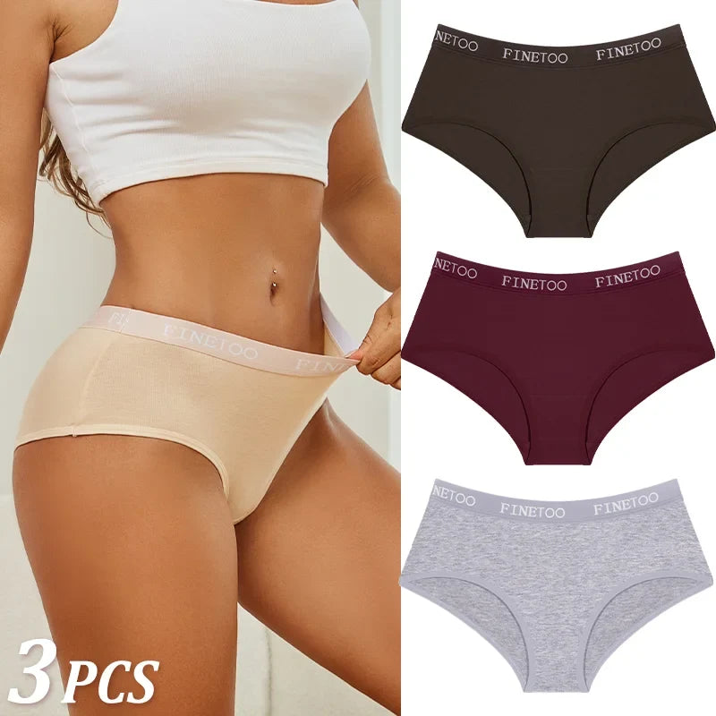 3Pcs Women's Cotton Briefs Letter Belt Underwear Women Panties Sexy Breathable Briefs Female Stretch Ladies Soft Lingerie