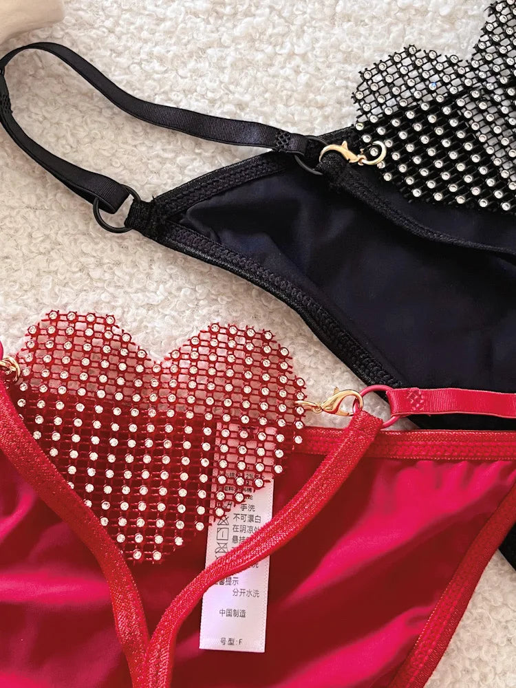 Diamonds Sexy Girls Thong Women Panties Letter Rhinestones G String Briefs Hot Erotic Underwear Low Waist Female Intimates