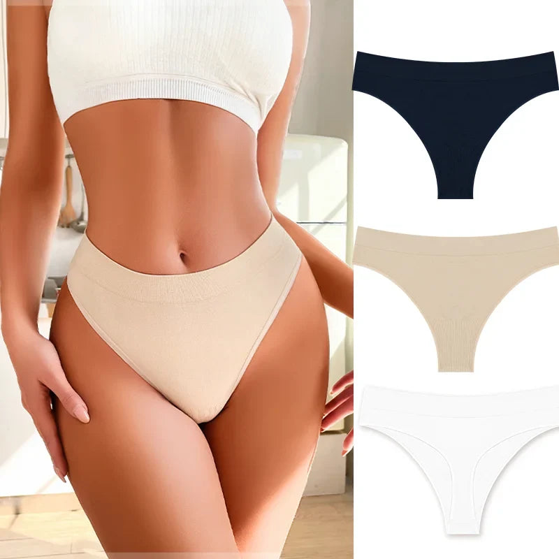 3PCS Seamless Women's Lingerie Female Thongs Sexy Underwear Low-Rise Underpant Women's Panties Intimates Bikini Briefs S-XL