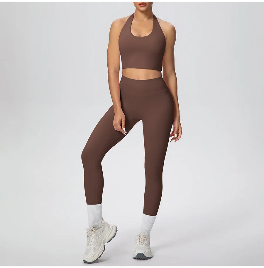 Yoga Clothing Set Women's High Waisted Leggings and Top 2 Piece Seamless Fitness Exercise Clothing Gym Sportswear Tracksuits