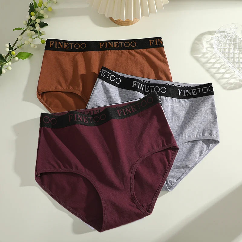 Finetoo 3Pcs Women's Seamless Cotton Briefs Women Plus SizePanties Breathable Underwear Female Low Waist Soft Lingerie S-XXL