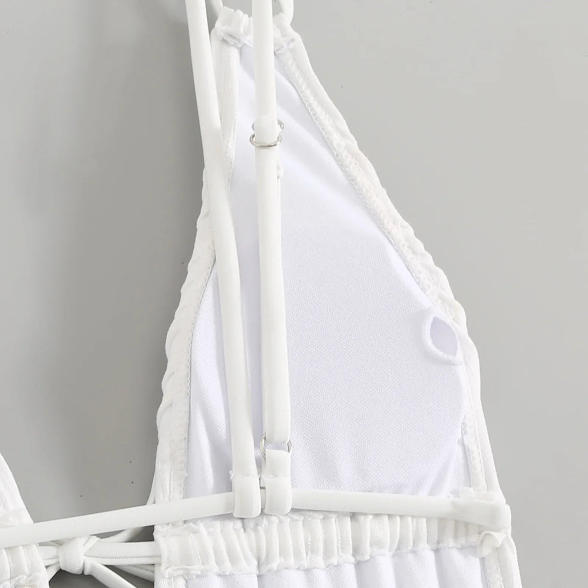 2026 New Deep V One Piece Black Swimsuit Halter Solid Color Women's Backless Bathing Suit Bandage White Swimwear For Female