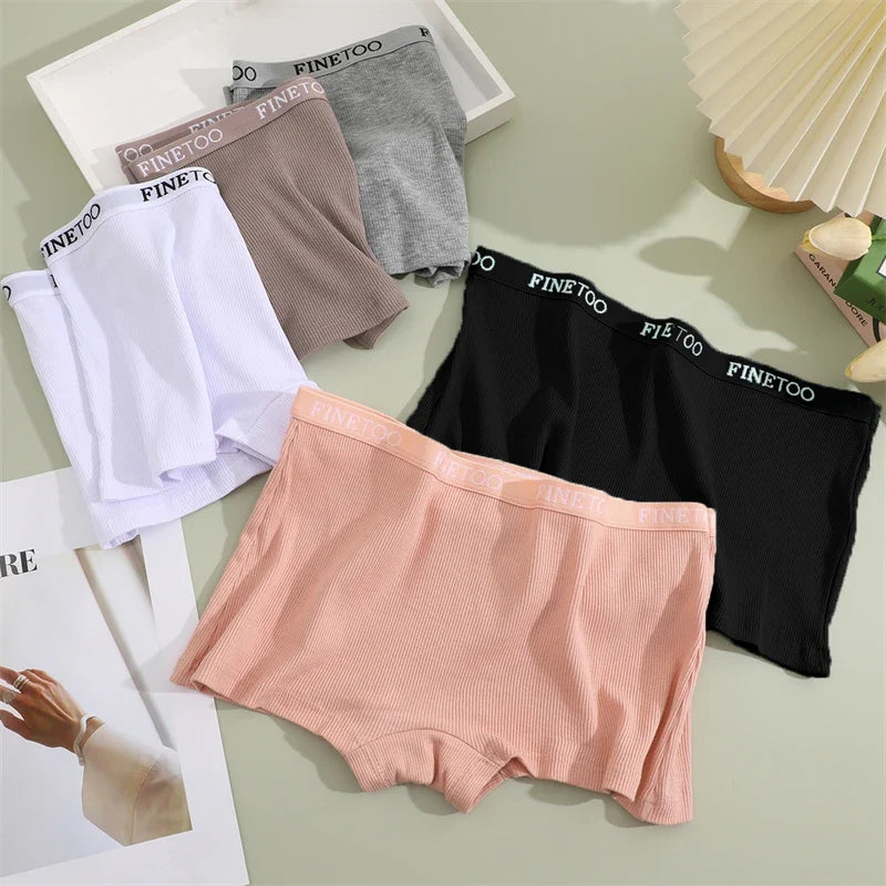2Pcs Seamless Women Cotton Boxers Underwear Ice Silk Shorts Solid Color Ladies Soft Boyshorts Plus Size M/L/XL