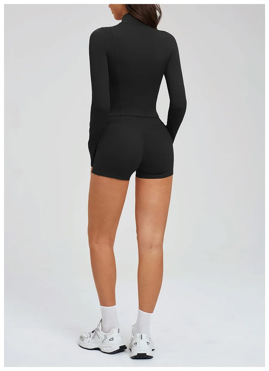 New 3 Pieces Yoga Set Women Workout Sportswear Gym Clothing Fitness Long Sleeve Crop Top Shorts Leggings Female Sport Bra Suits