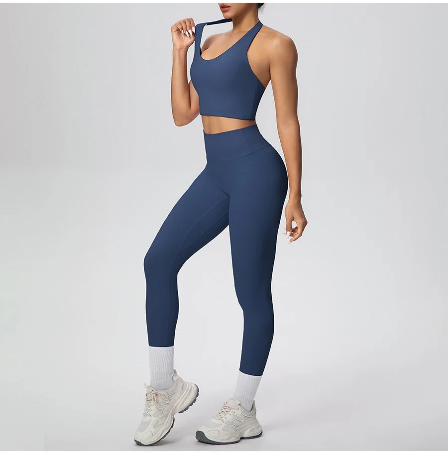 Yoga Clothing Set Women's High Waisted Leggings and Top 2 Piece Seamless Fitness Exercise Clothing Gym Sportswear Tracksuits