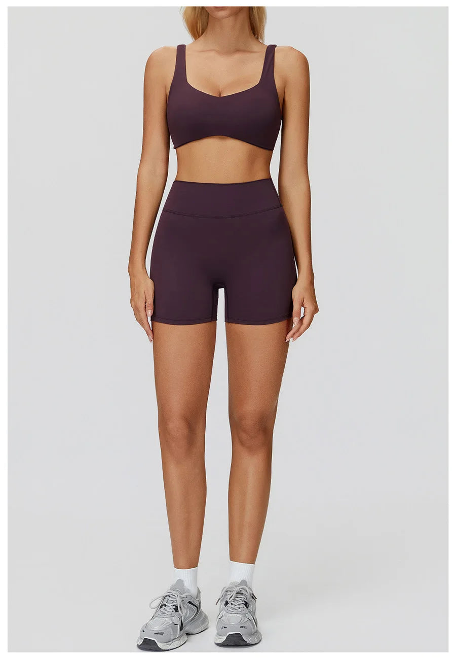Women Yoga Suit Tracksuit Sports Bra High Waist Legging Shorts Outfit Gym Set Fitness Running Workout Clothes Push Up Sportswear