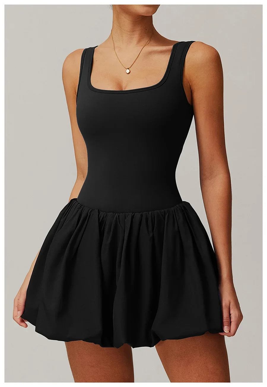 New Yoga Set Fake Two-piece Sports Dress Women's Anti Glare Yoga Jumpsuit Outdoor Running Fitness Tennis Skirt Workout Rompers