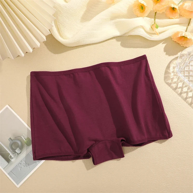 5Pcs Women's Cotton Underwear Boxers Seamless Sports Panties Female Solid Color Briefs Cozy Lingerie Intimate Underpants XS-XL