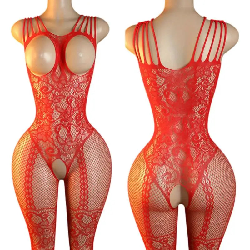 Transparent Fishnet Hollow Lingerie Set Women Hanging Neck Erotic Crotchless Bodystockings Open Bras BodySuits Hot Underwear Set