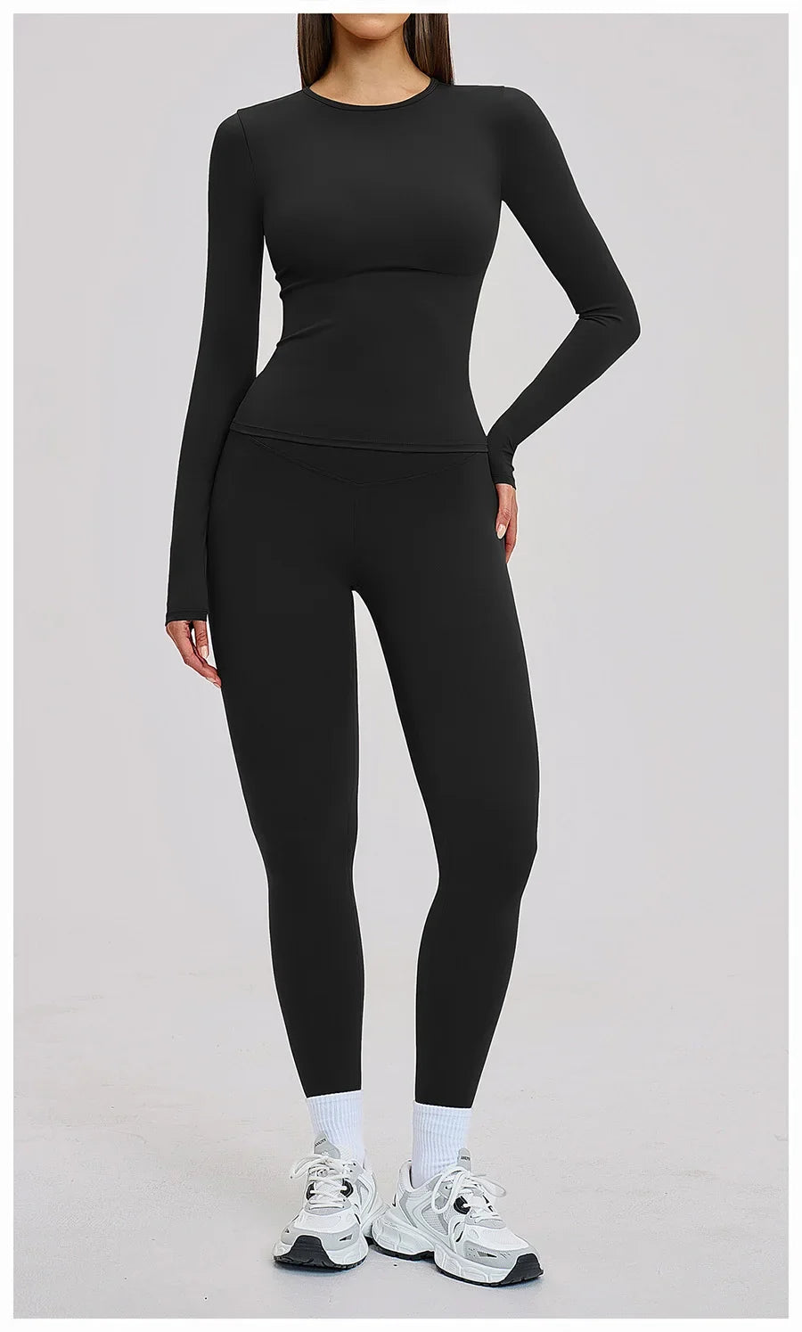 New Yoga Set 2PCS Gym Clothes Workout Outfits Women Long-sleeved T-shirt Sportswear Tracksuits Fitness Sports Vest Gym Leggings