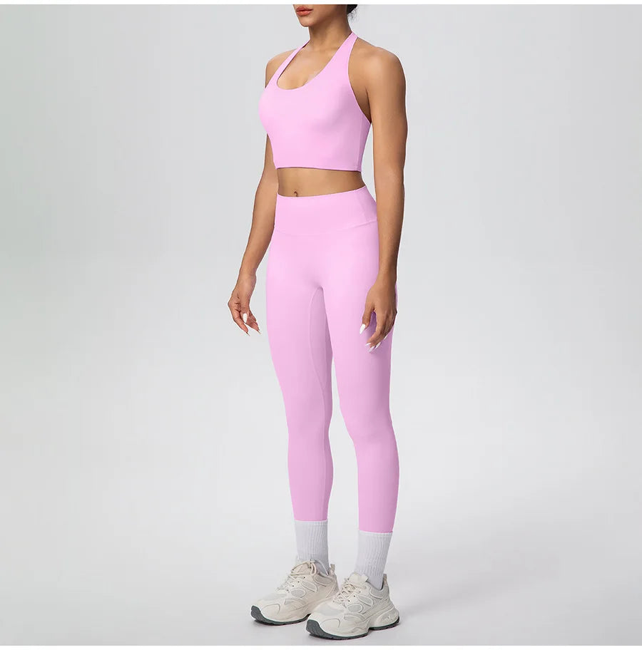 Yoga Clothing Set Women's High Waisted Leggings and Top 2 Piece Seamless Fitness Exercise Clothing Gym Sportswear Tracksuits