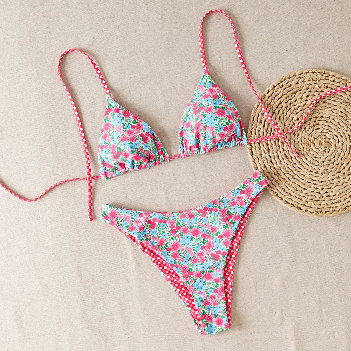 2025 New Women's Black Ground White Dot Printed Swimsuit Halter Neck Low Waist Bikini Set For Summer Female Swimwear Brazilian