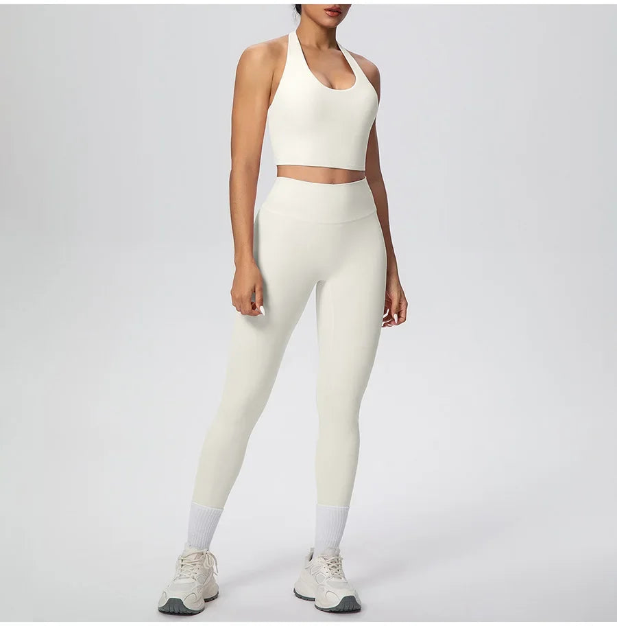 Yoga Clothing Set Women's High Waisted Leggings and Top 2 Piece Seamless Fitness Exercise Clothing Gym Sportswear Tracksuits