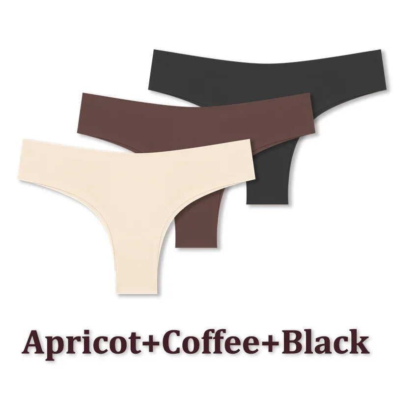 3PCS Seamless Ultra-thin Brazilian panties Maillard Panties Women Ice Silk Underwear Sexy Panty Low Waist G-string Female Solid