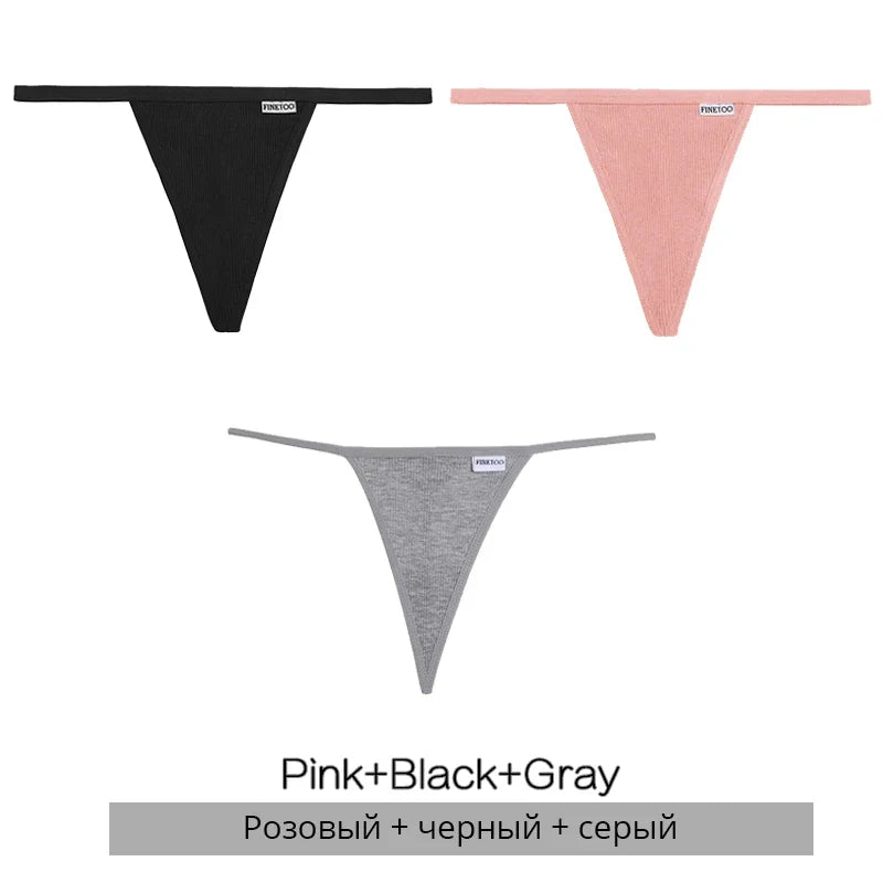 3Pcs/set Cotton Thongs M-XL Sexy Bikini Panties Women T-Back Underpants Girls Low Waist G-string Underwear Female Lingerie 2022